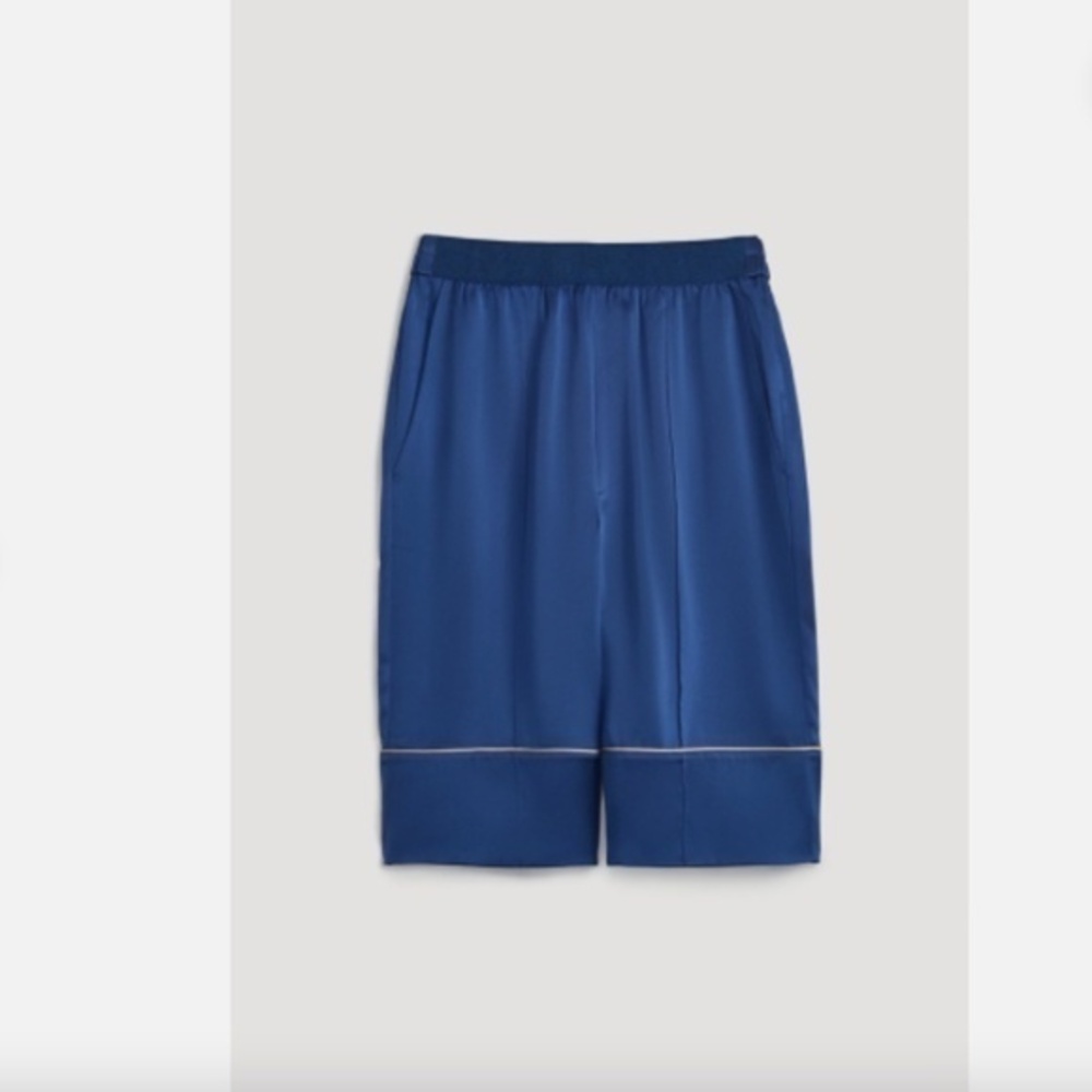 Naked Cashmere Claudette Blue Sik Satin Bermuda Pajama Shorts Nwt S